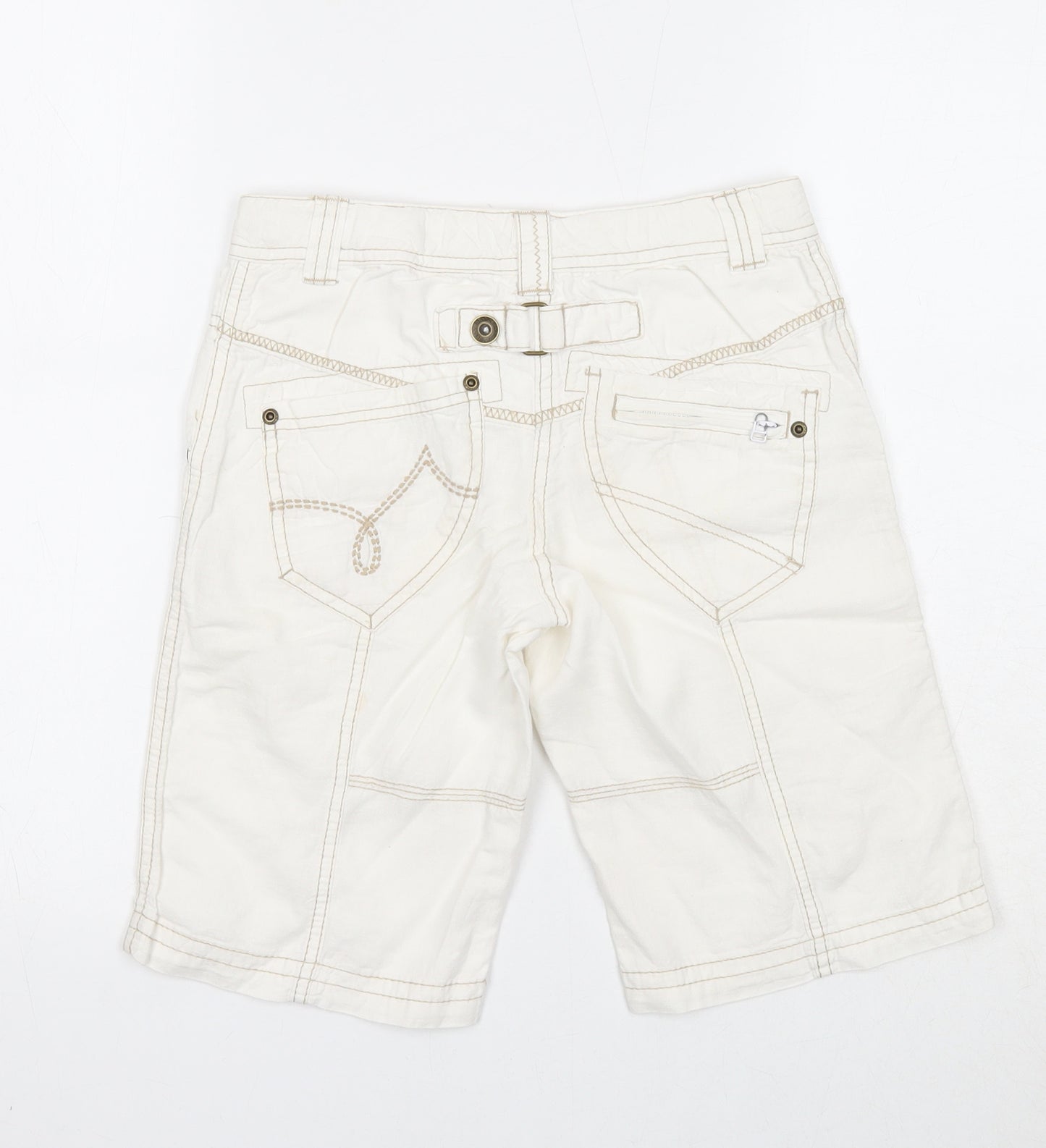 NEXT Girls White Linen Bermuda Shorts Size 9 Years Regular Zip