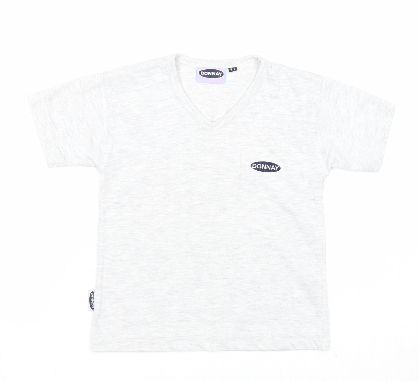 Donnay Boys Grey Polyester Basic T-Shirt Size 5-6 Years V-Neck Pullover