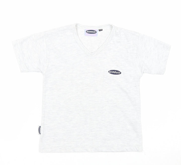 Donnay Boys Grey Polyester Basic T-Shirt Size 5-6 Years V-Neck Pullover