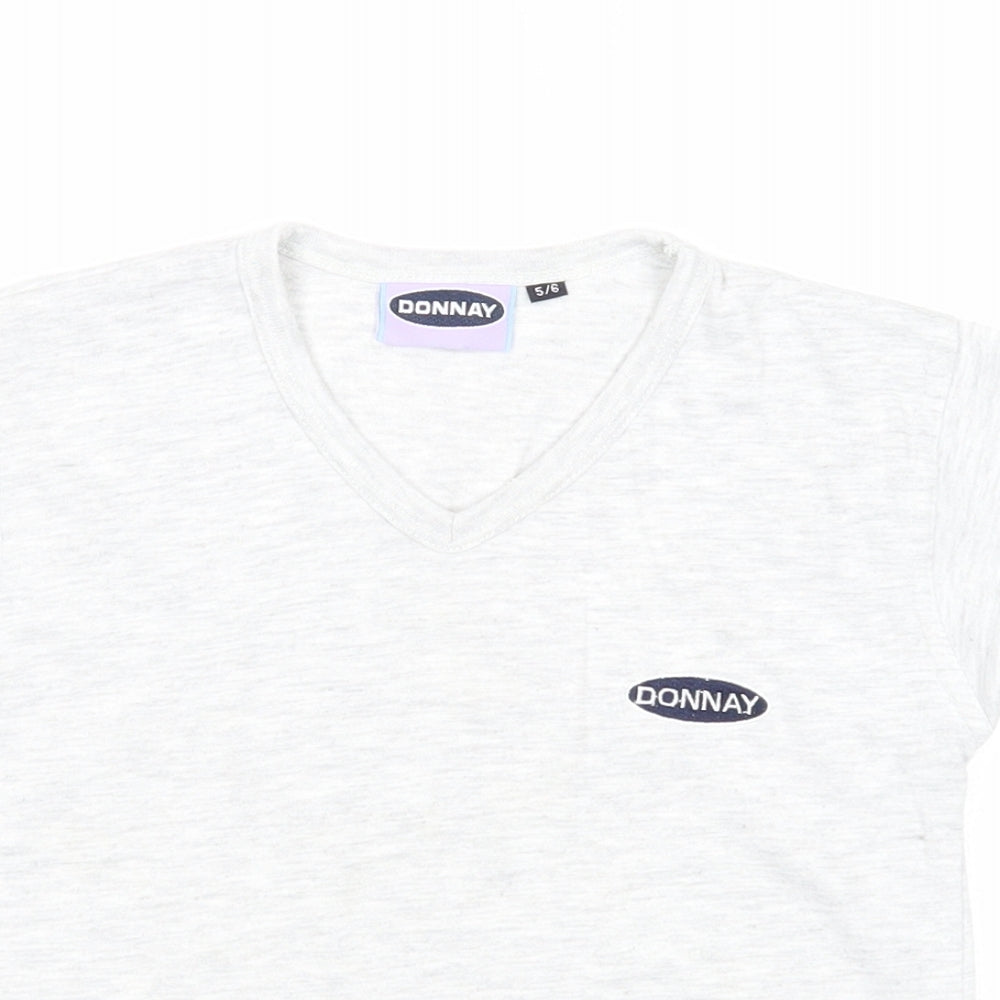 Donnay Boys Grey Polyester Basic T-Shirt Size 5-6 Years V-Neck Pullover