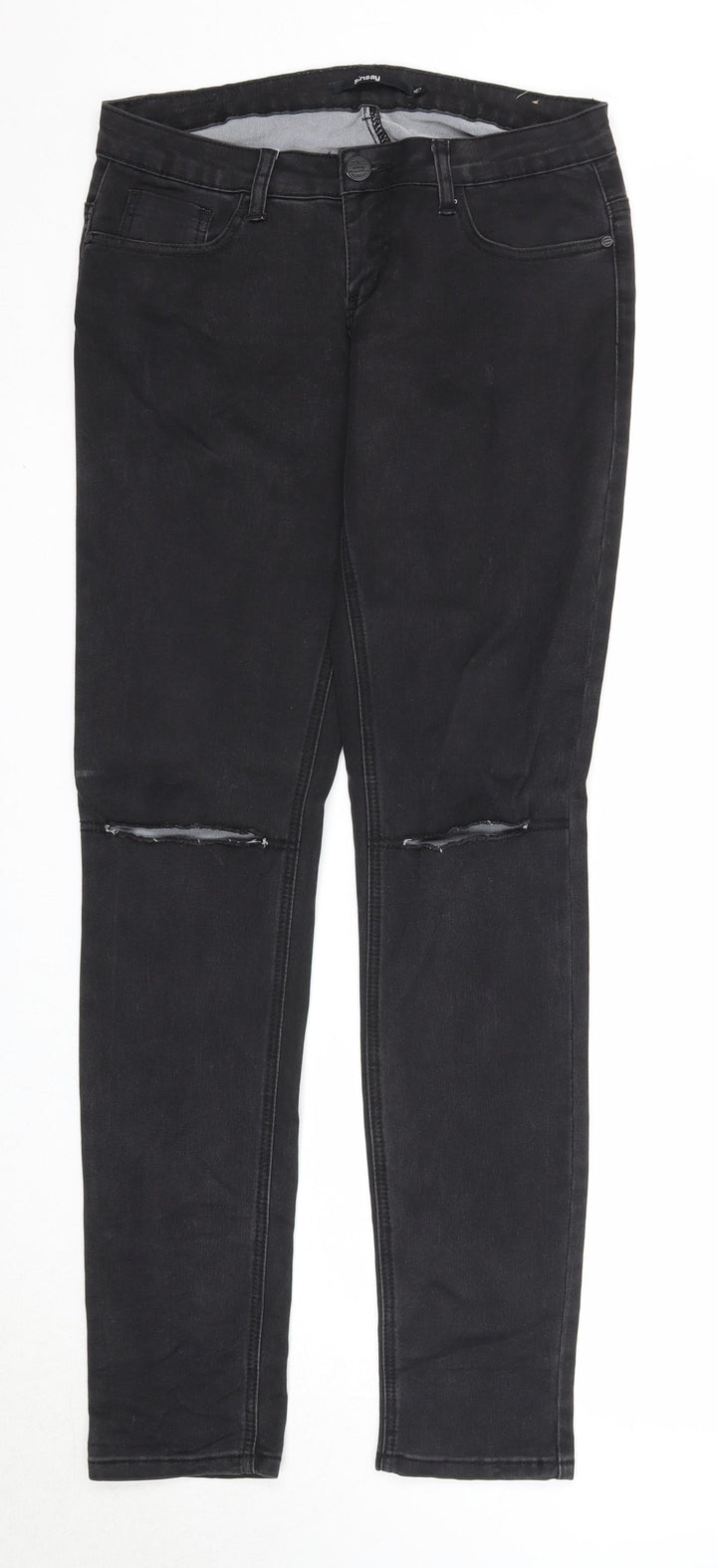 S.insay Womens Black Cotton Straight Jeans Size 12 Regular Zip