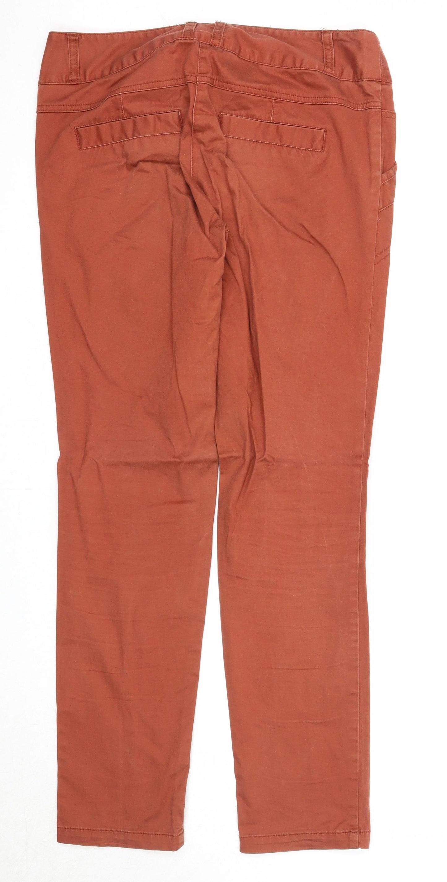 Red Herring Womens Orange Cotton Trousers Size 12 Regular Zip