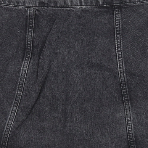 Topshop Womens Black Cotton A-Line Skirt Size 25 in Button