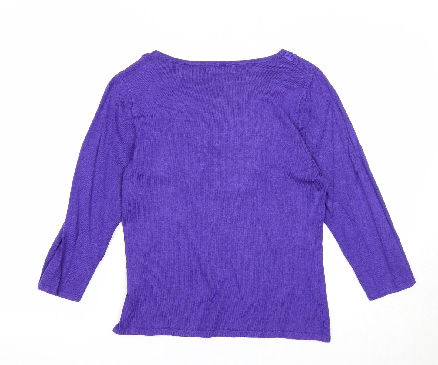 Sky Designs Womens Purple V-Neck Viscose Pullover Jumper Size 6