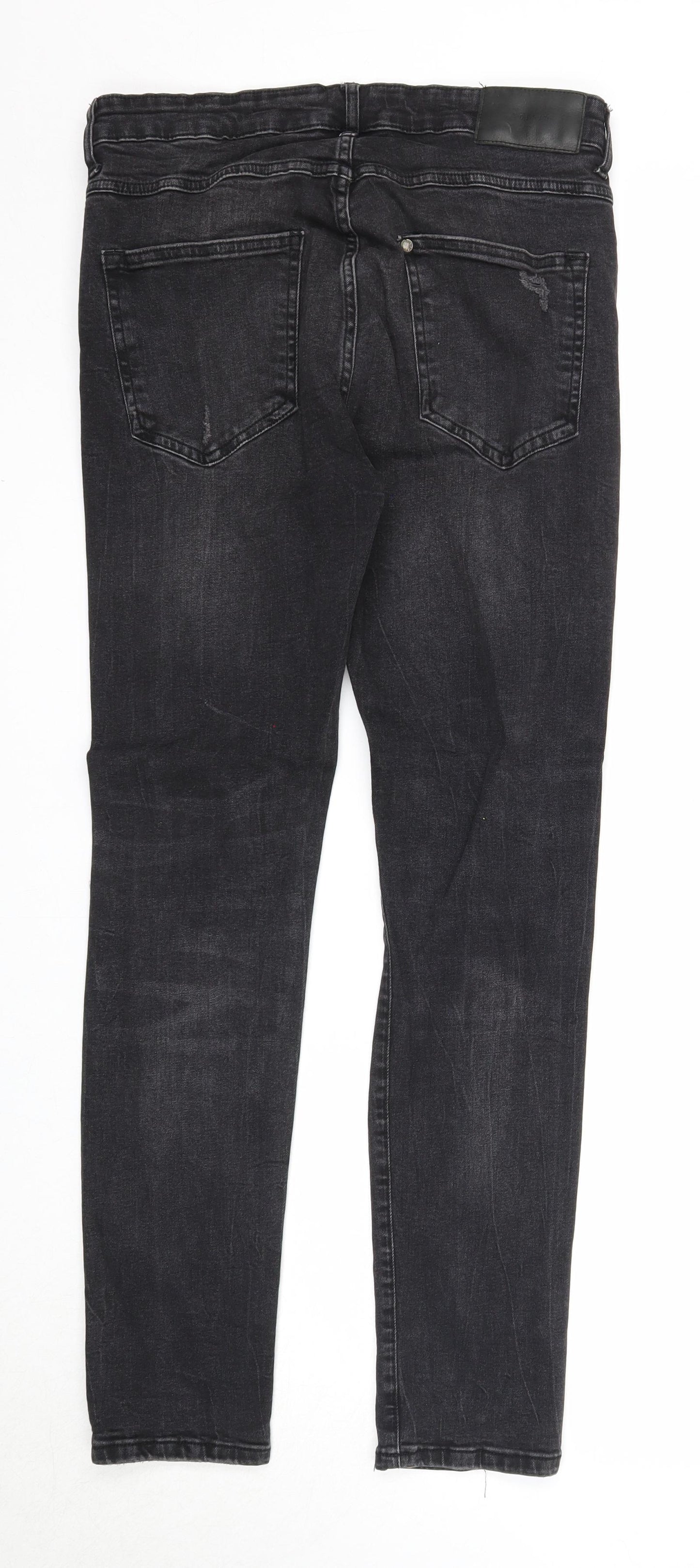 H&M Mens Black Cotton Skinny Jeans Size 33 in Regular Zip