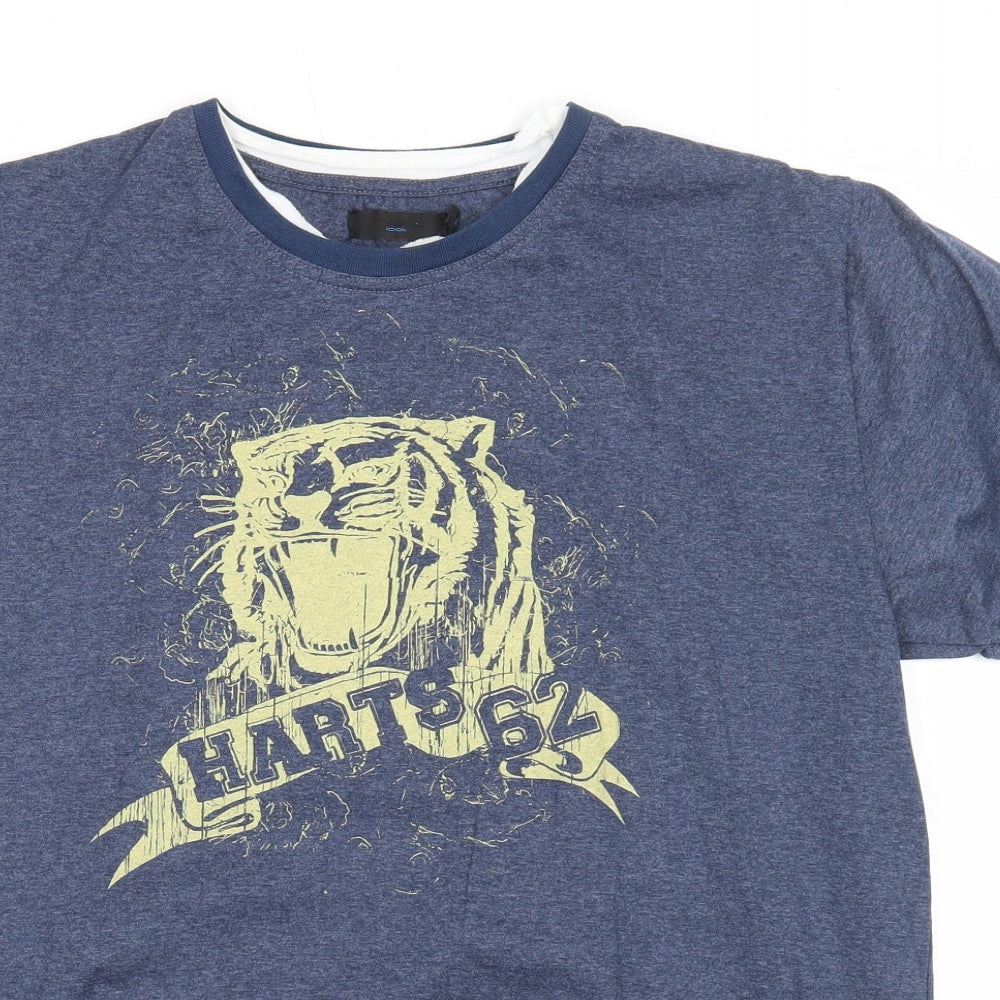 New Look Mens Blue Polyester T-Shirt Size M Round Neck - Harts 62