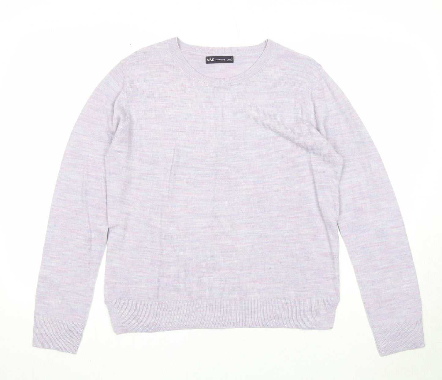 Marks and Spencer Womens Purple Round Neck Acrylic Pullover Jumper Size 12