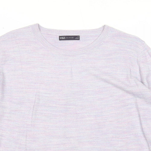 Marks and Spencer Womens Purple Round Neck Acrylic Pullover Jumper Size 12