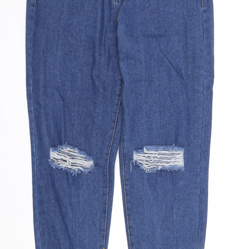 Boohoo Womens Blue Cotton Straight Jeans Size 10 Regular Zip