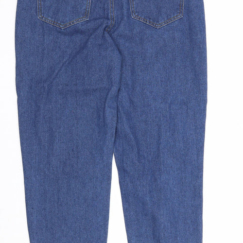 Boohoo Womens Blue Cotton Straight Jeans Size 10 Regular Zip