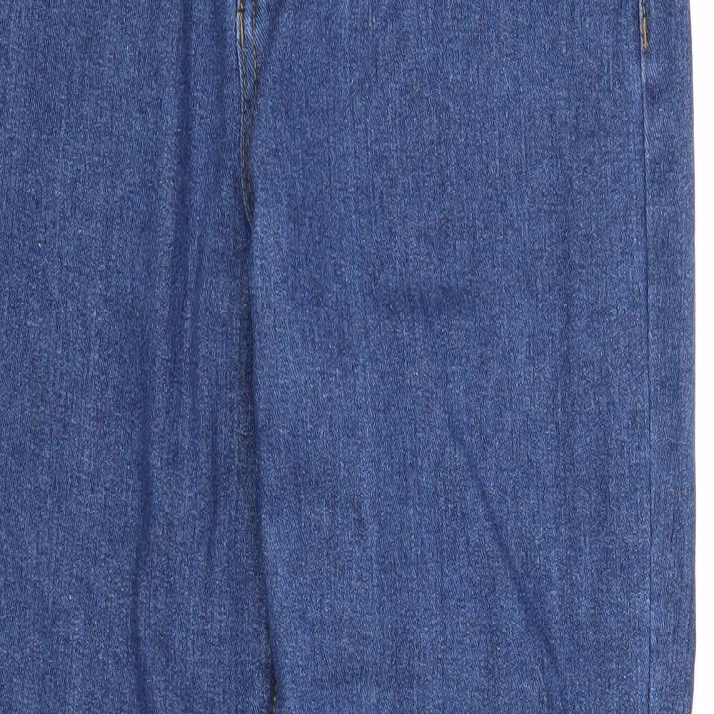 Boohoo Womens Blue Cotton Straight Jeans Size 10 Regular Zip