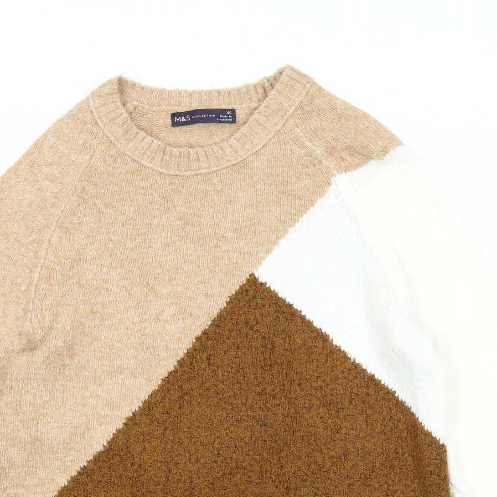 Marks and Spencer Womens Multicoloured Round Neck Acrylic Pullover Jumper Size XS