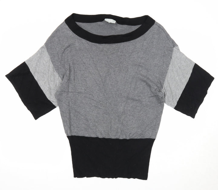 Wallis Womens Grey Boat Neck Viscose Pullover Jumper Size S