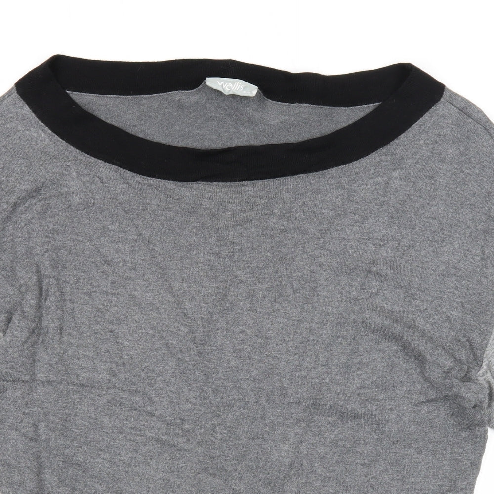 Wallis Womens Grey Boat Neck Viscose Pullover Jumper Size S