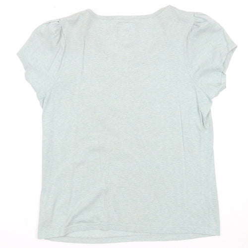 NEXT Womens Green Cotton Basic T-Shirt Size L Round Neck - Peacock Print