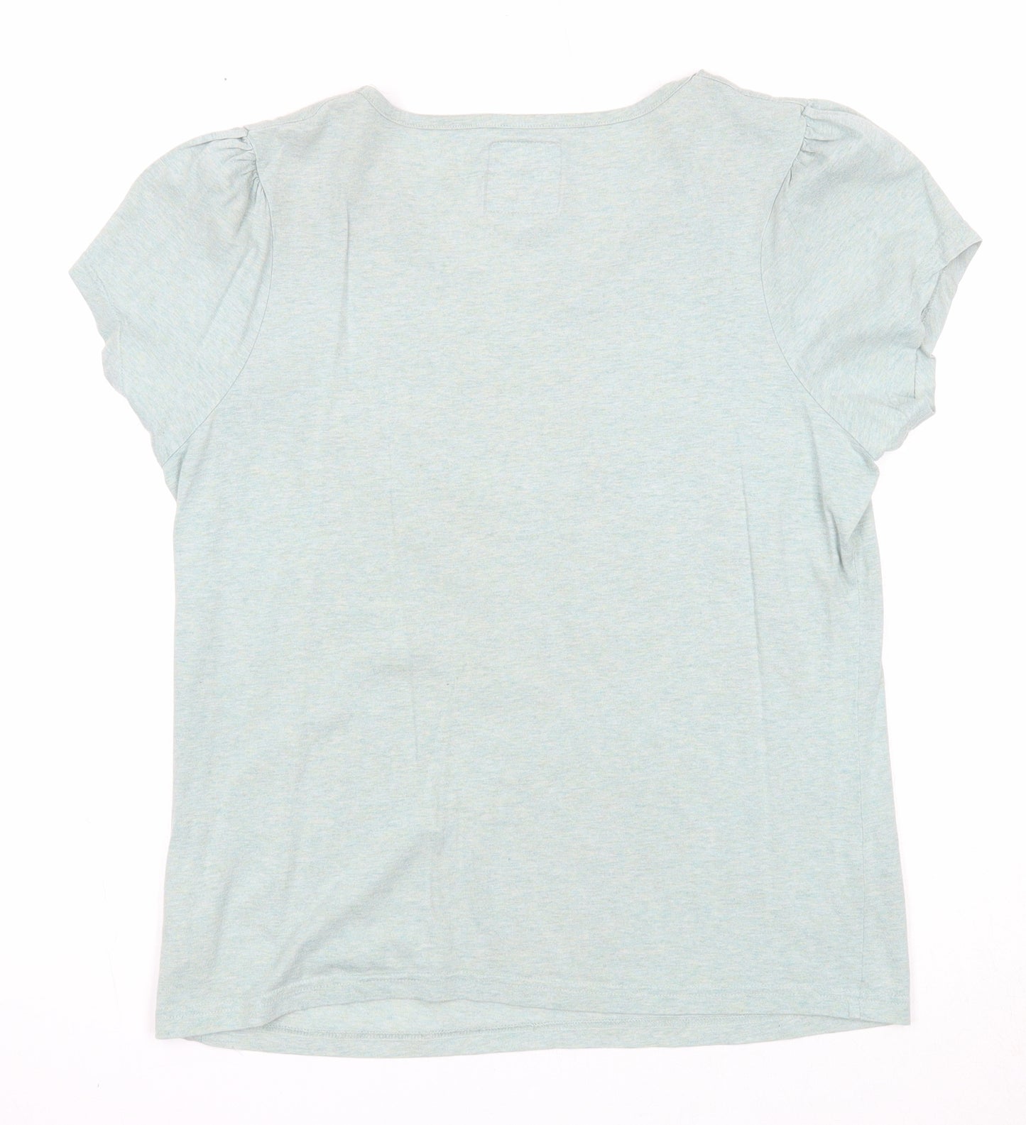 NEXT Womens Green Cotton Basic T-Shirt Size L Round Neck - Peacock Print