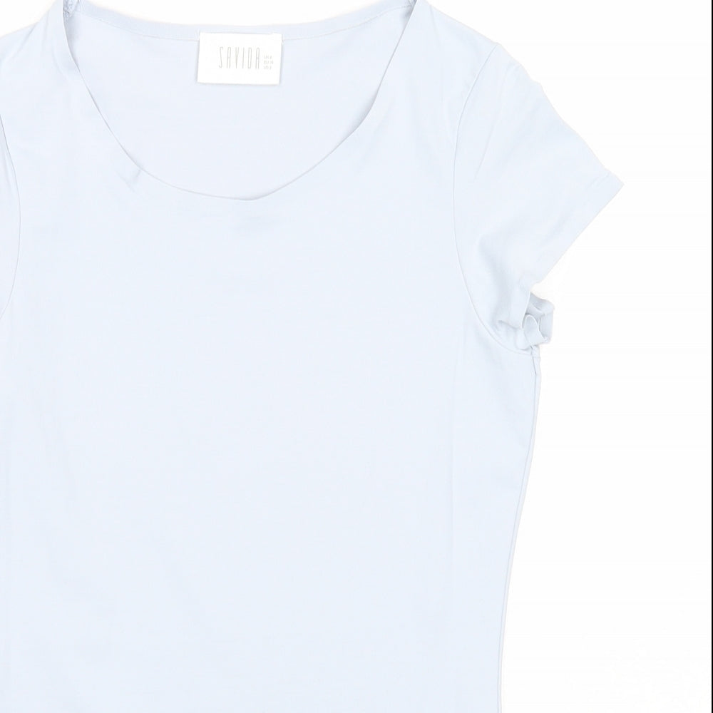 Savida Womens Blue Polyamide Basic T-Shirt Size 6 Round Neck