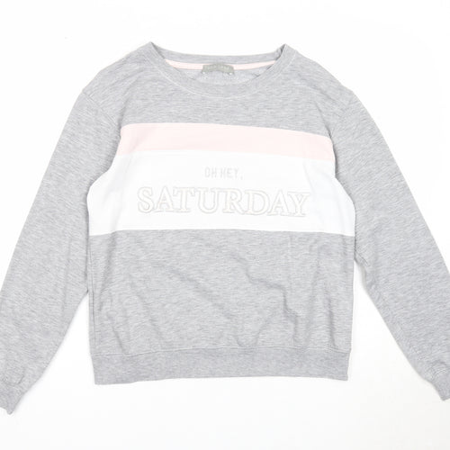 New Look Womens Grey Colourblock Polyester Pullover Sweatshirt Size 12 Pullover - Oh Hey Saturday