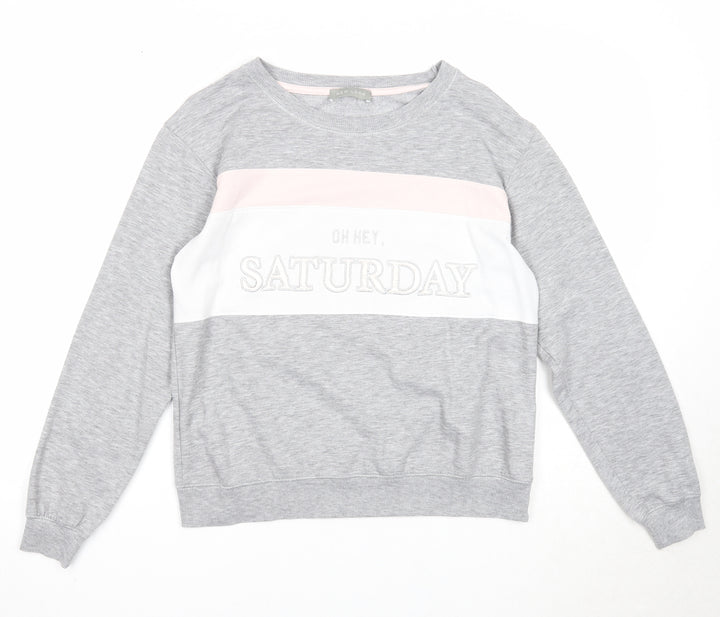 New Look Womens Grey Colourblock Polyester Pullover Sweatshirt Size 12 Pullover - Oh Hey Saturday