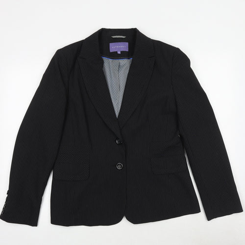 Autonomy Womens Black Striped Polyacrylate Fibre Jacket Suit Jacket Size 14