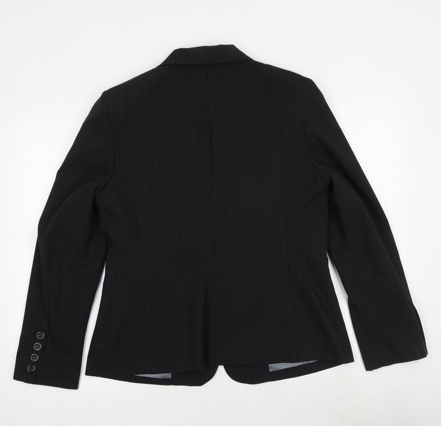 Autonomy Womens Black Striped Polyacrylate Fibre Jacket Suit Jacket Size 14