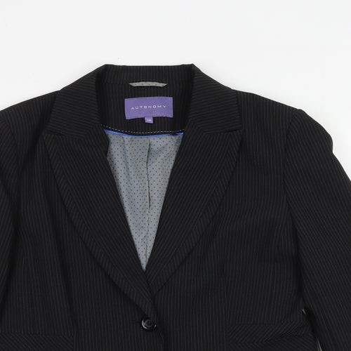 Autonomy Womens Black Striped Polyacrylate Fibre Jacket Suit Jacket Size 14