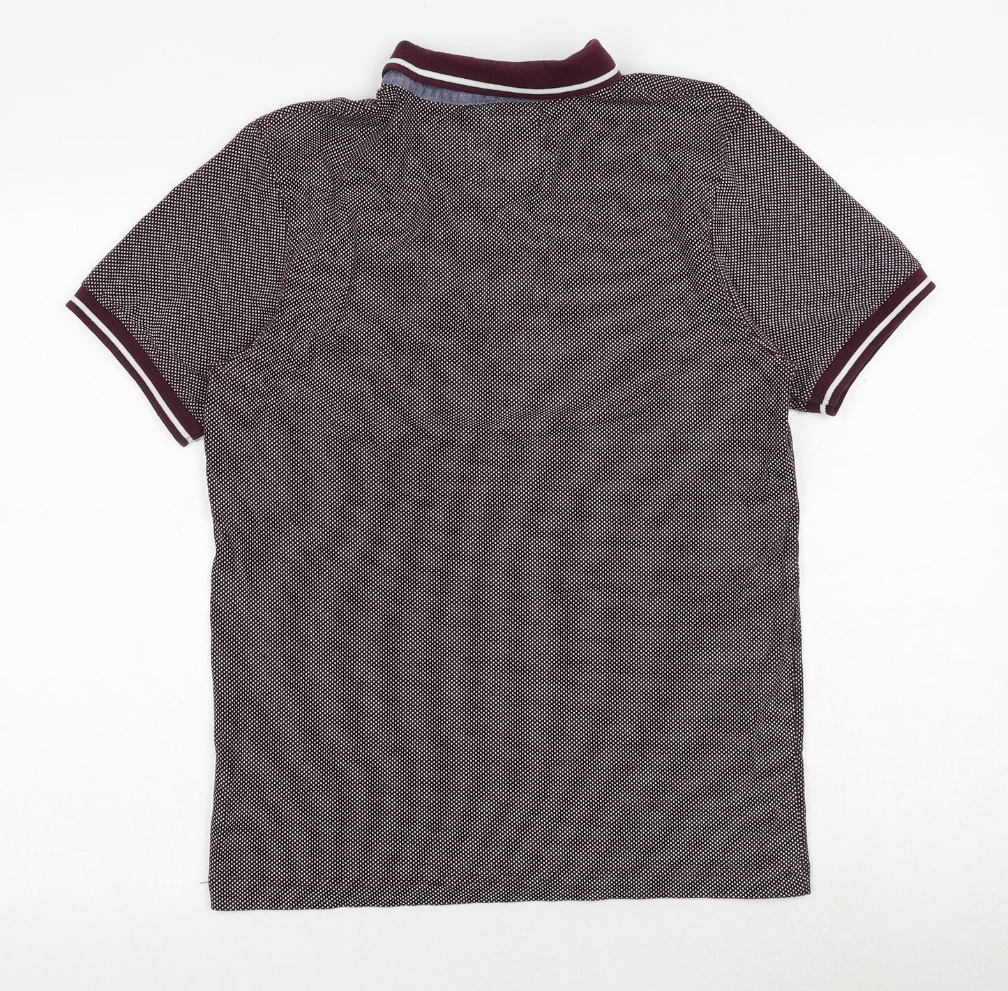 Nanny State Mens Purple Geometric 100% Cotton Polo Size M Collared Button