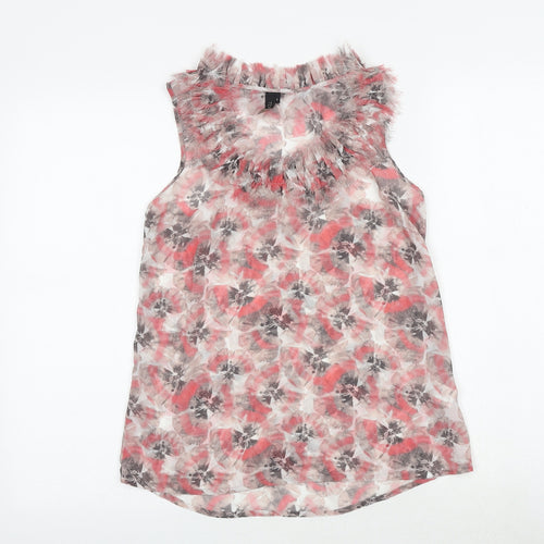 Topshop Womens Pink Geometric Polyester Basic Tank Size 8 Round Neck