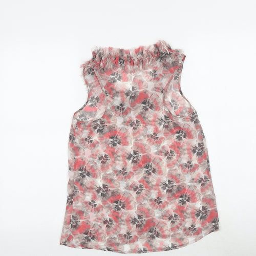 Topshop Womens Pink Geometric Polyester Basic Tank Size 8 Round Neck