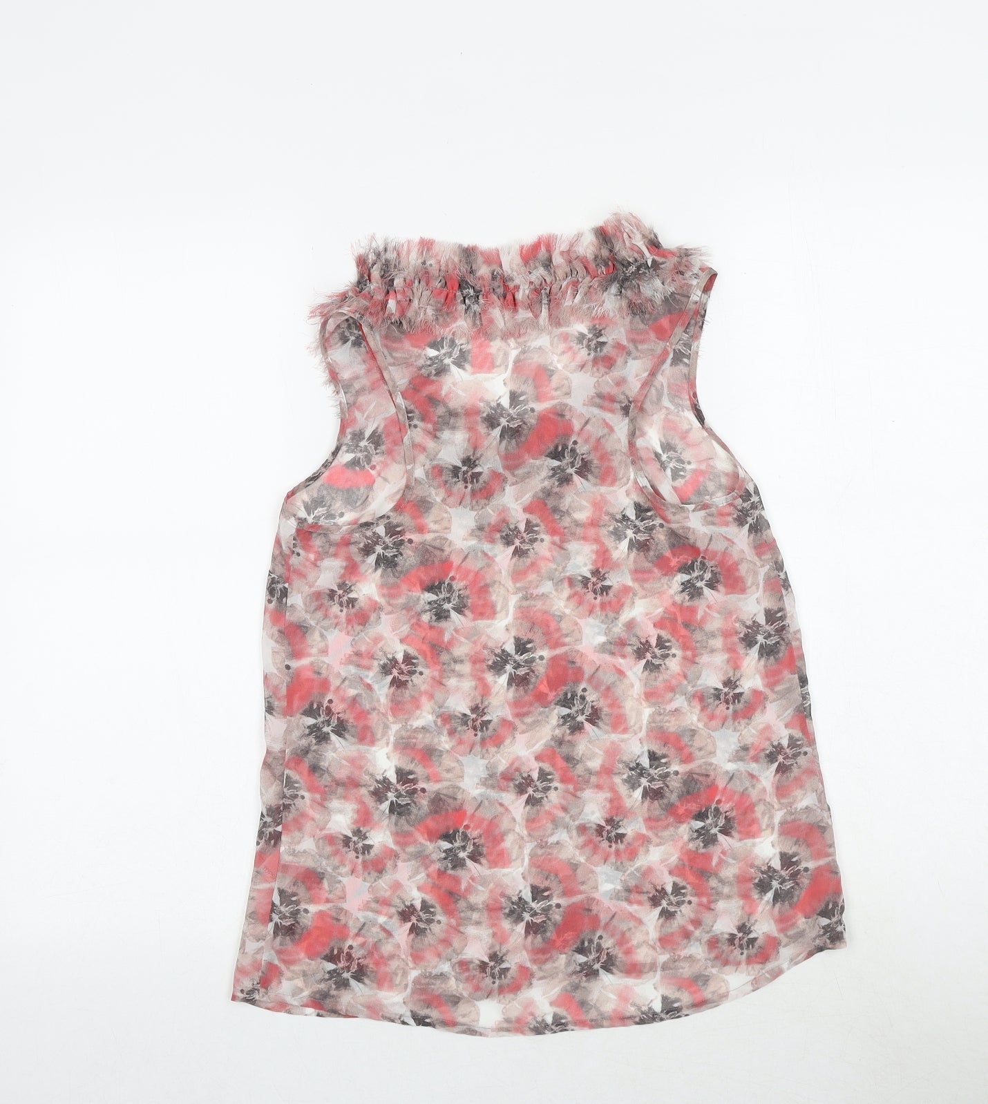 Topshop Womens Pink Geometric Polyester Basic Tank Size 8 Round Neck