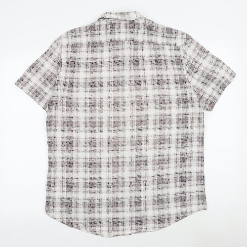 New Look Mens Multicoloured Plaid Cotton Button-Up Size L Collared Button