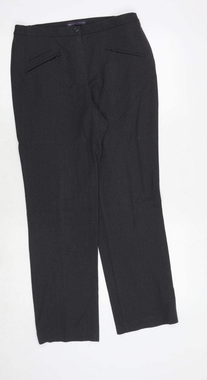 Marks and Spencer Womens Grey Viscose Trousers Size 10 Regular Zip