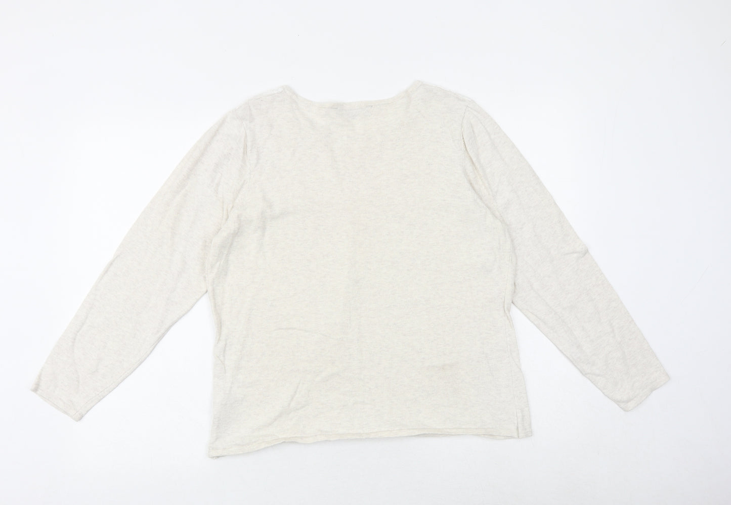 Bonmarché Womens Beige Round Neck Cotton Pullover Jumper Size 16 - Size 16-18