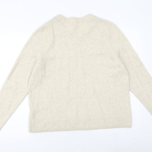 H&M Womens Beige Round Neck Acrylic Pullover Jumper Size L