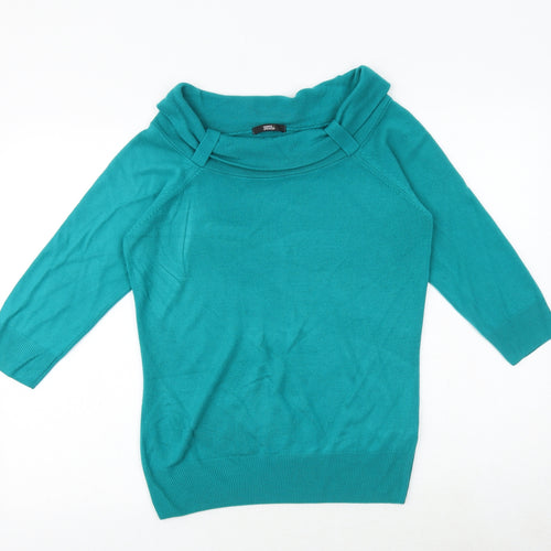 Marks and Spencer Womens Green Round Neck Acrylic Pullover Jumper Size 12