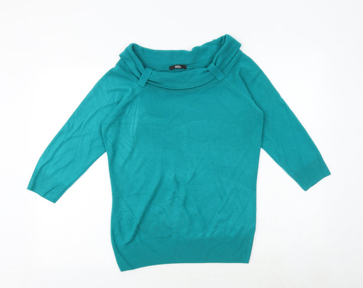 Marks and Spencer Womens Green Round Neck Acrylic Pullover Jumper Size 12