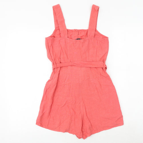 New Look Womens Pink Viscose Playsuit One-Piece Size 6 Button