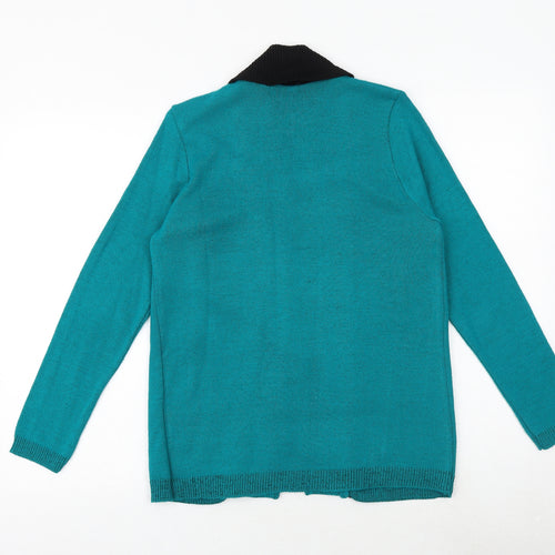 Envy Womens Silver Collared Acrylic Cardigan Jumper Size S - Size S-M