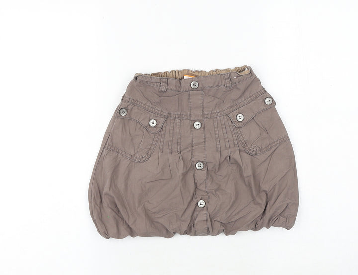 MINIMODE Girls Brown 100% Cotton A-Line Skirt Size 5-6 Years Regular Button