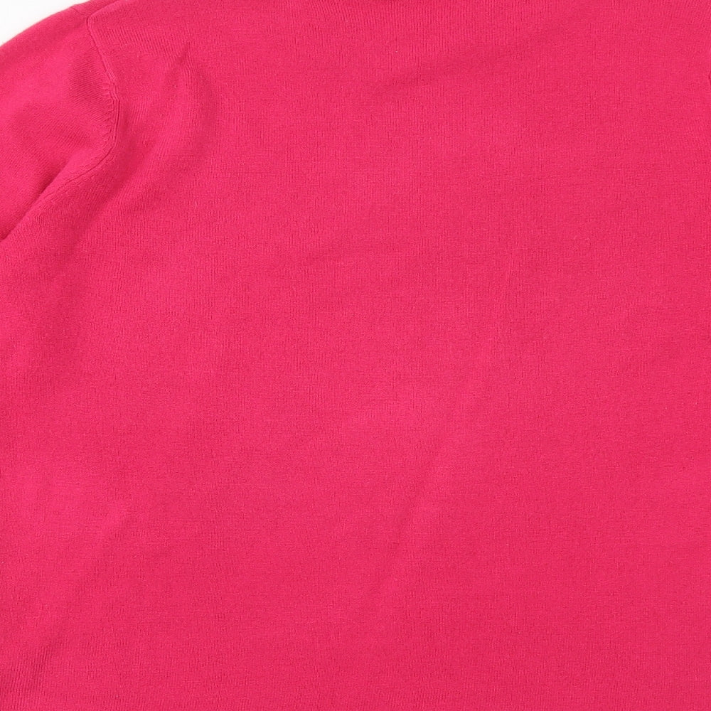 Bonmarché Womens Pink Round Neck Acrylic Pullover Jumper Size 14