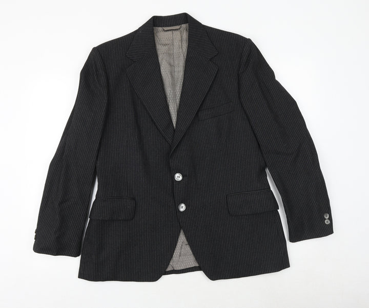 Jackson The Tailor Mens Black Striped Polyester Jacket Suit Jacket Size 38 Regular