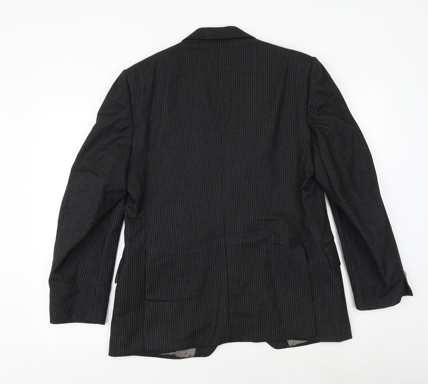 Jackson The Tailor Mens Black Striped Polyester Jacket Suit Jacket Size 38 Regular