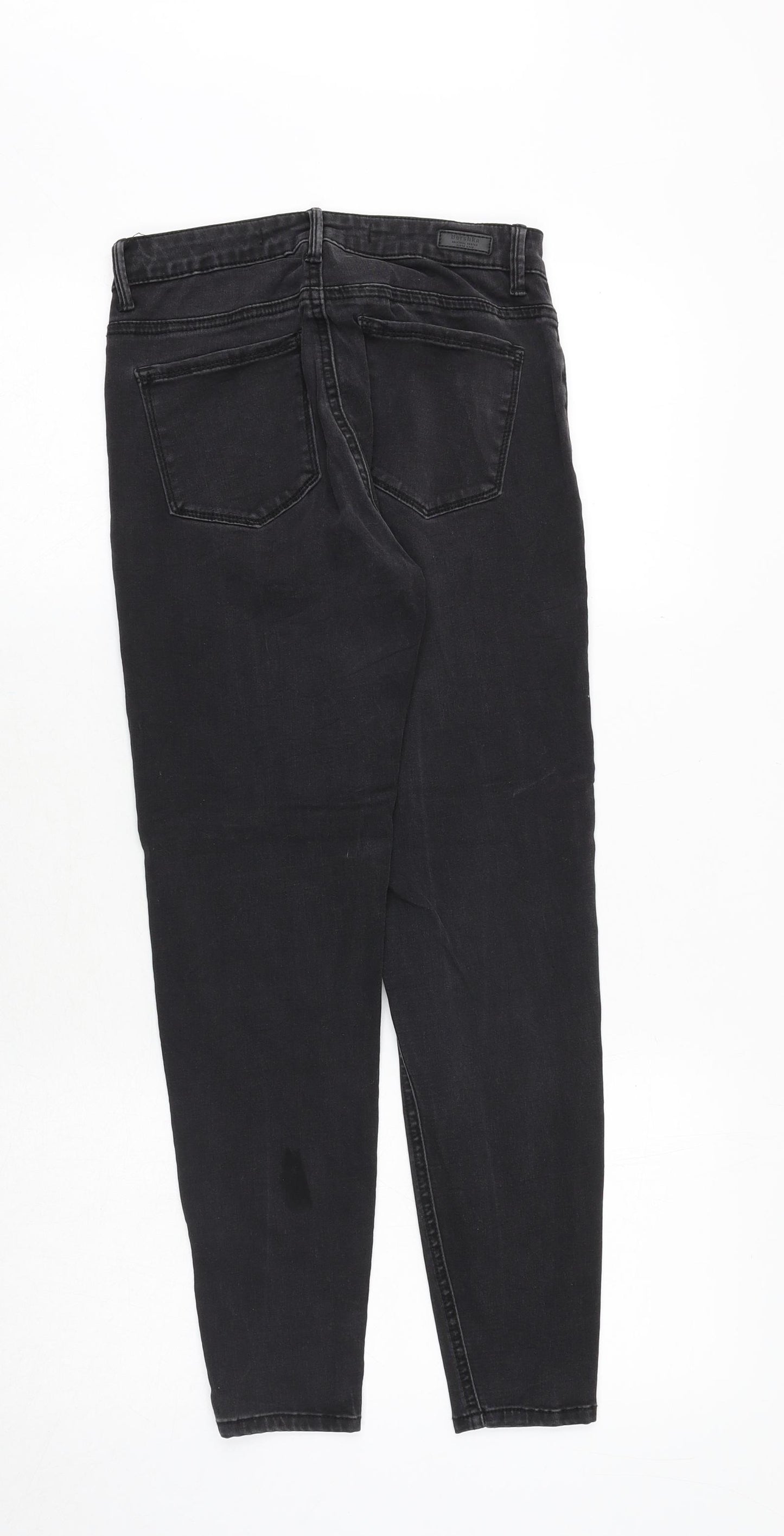 Bershka Womens Black Cotton Skinny Jeans Size 8 Regular Zip