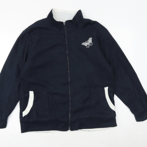 Damart Womens Blue Jacket Size M Zip - Butterfly Print