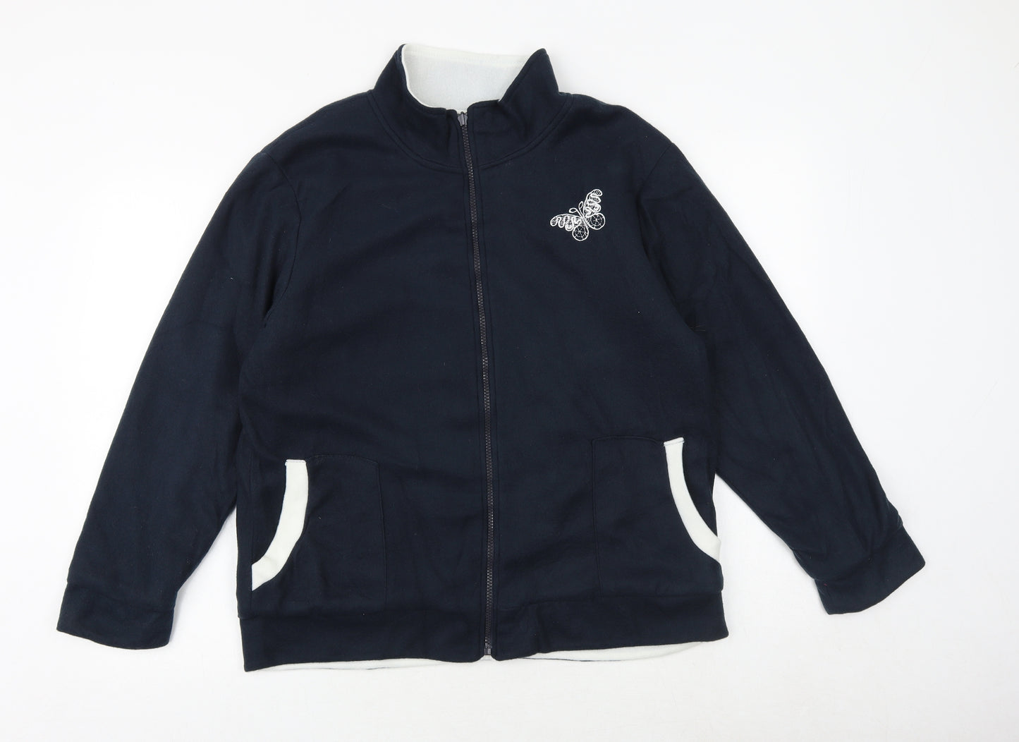Damart Womens Blue Jacket Size M Zip - Butterfly Print