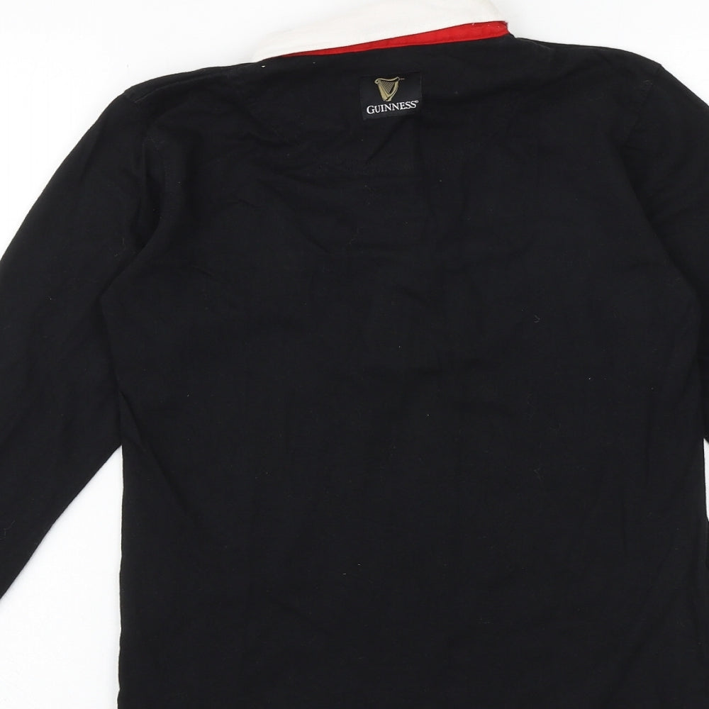 Guinness Mens Black Cotton T-Shirt Size XS Collared