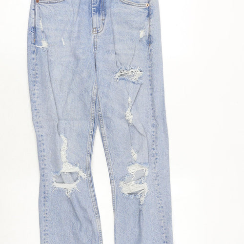 Topshop Womens Blue Cotton Straight Jeans Size 26 in Regular Zip