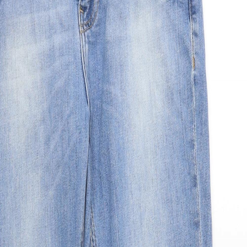 Zara Womens Blue Cotton Straight Jeans Size 10 Regular Zip