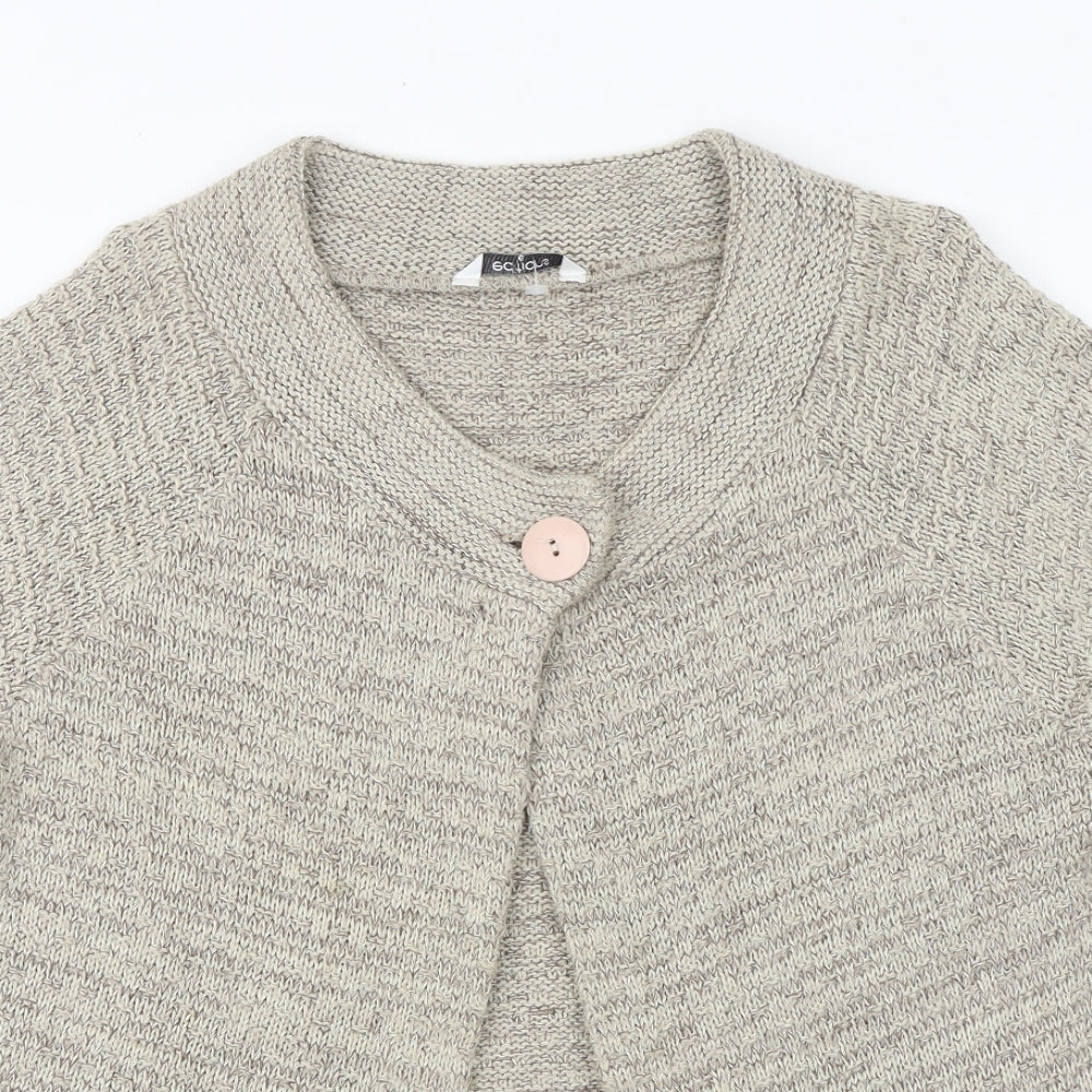 EDITIONS Womens Beige V-Neck Acrylic Pullover Jumper Size 18