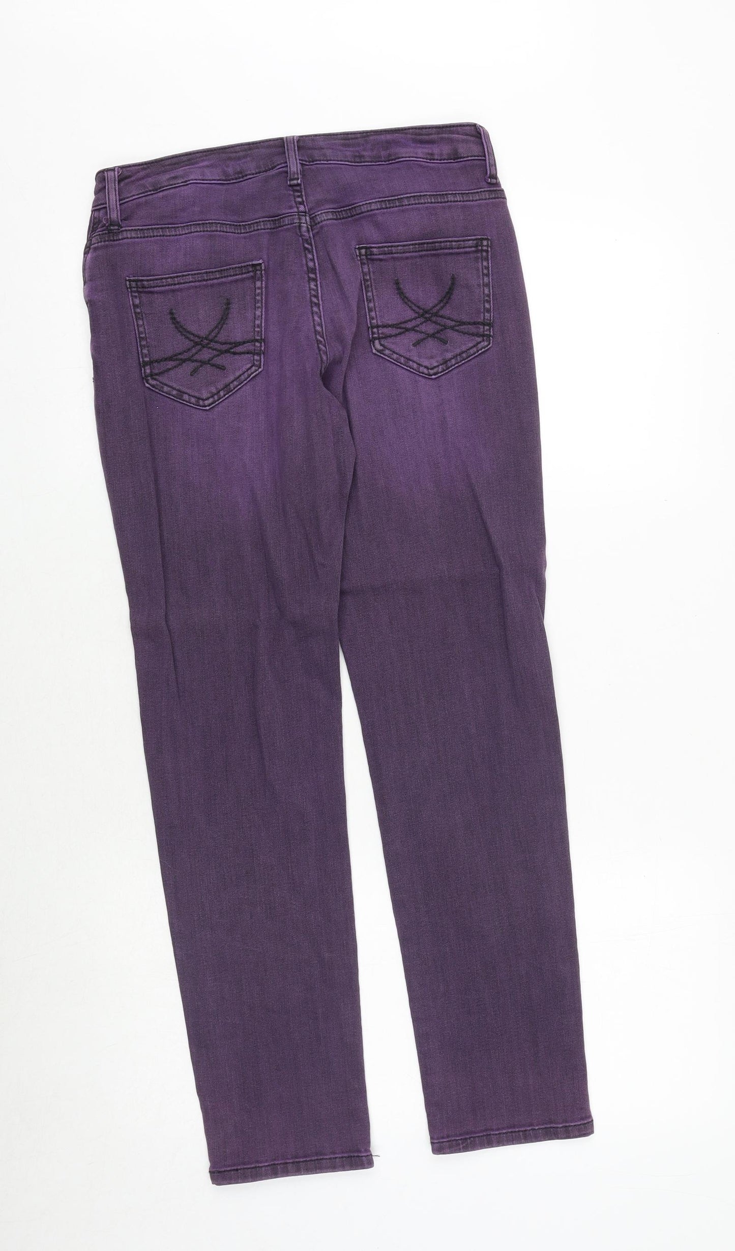 Marks and Spencer Womens Purple Cotton Straight Jeans Size 10 Regular Zip